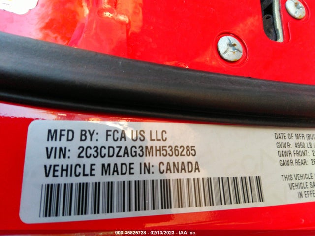 Dodge Challenger Sxt 2021 2C3CDZAG3MH536285 Image 9