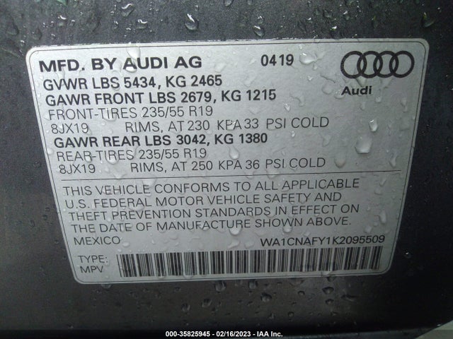 2019 Audi Q5, VIN: WA1CNAFY1K2095509