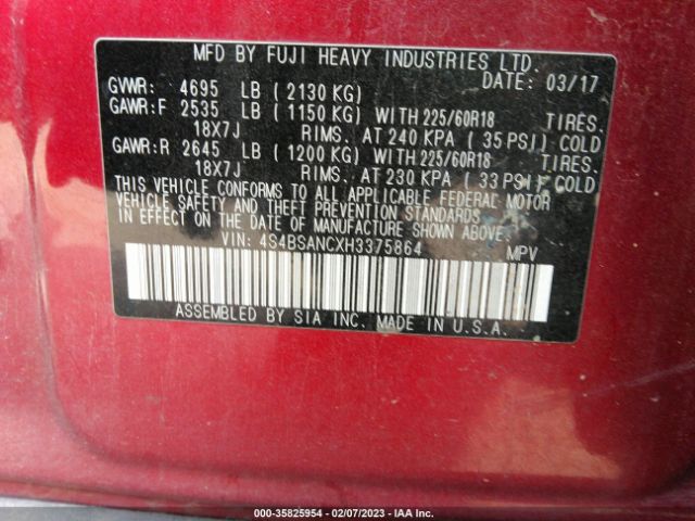 4S4BSANCXH3375864 Subaru Outback Limited