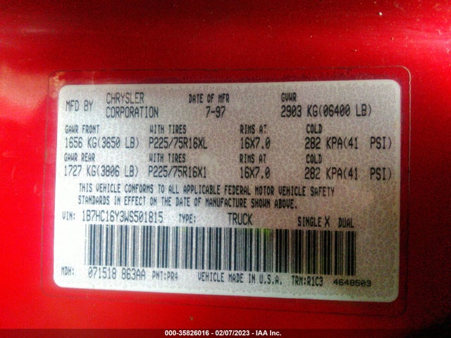 Dodge RAM 1500 1998 1B7HC16Y3WS501815 Image 10