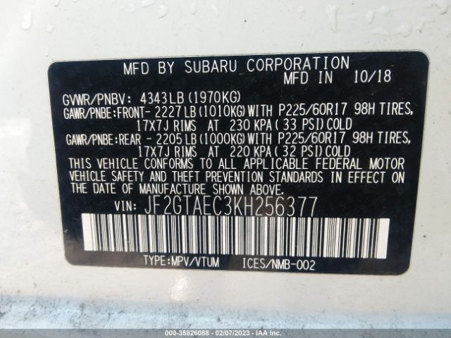 JF2GTAEC3KH256377 Subaru Crosstrek Premium