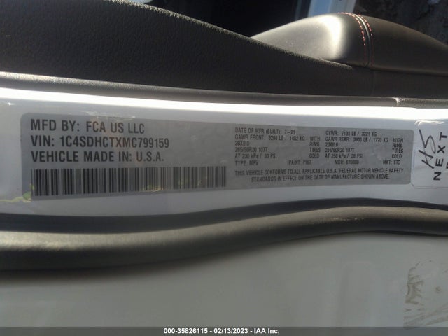 Dodge Durango R/t 2021 1C4SDHCTXMC799159 Image 9