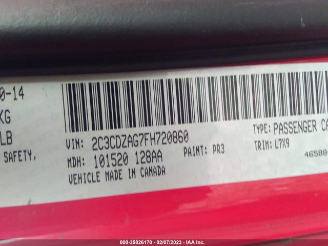 Dodge Challenger Sxt 2015 2C3CDZAG7FH720860 Image 9