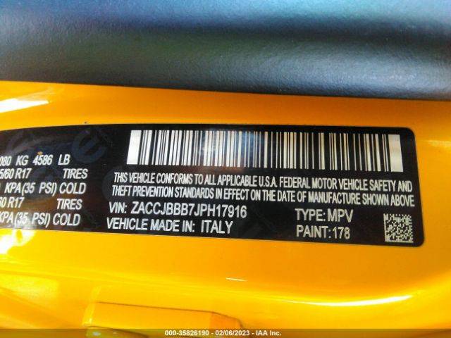 ZACCJBBB7JPH17916 Jeep Renegade Latitude