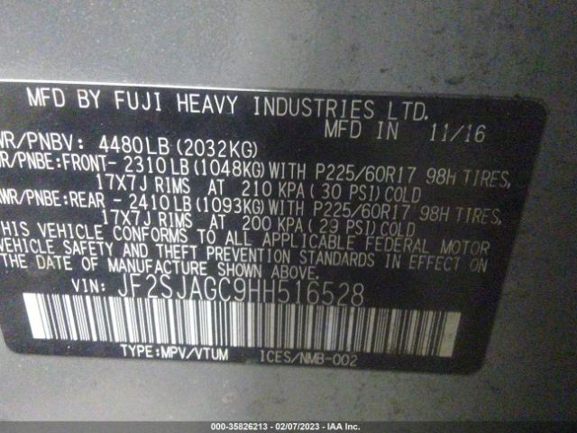 JF2SJAGC9HH516528 Subaru Forester
