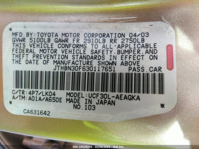 Lexus LS 430 2003 JTHBN30F630117651 Image 10