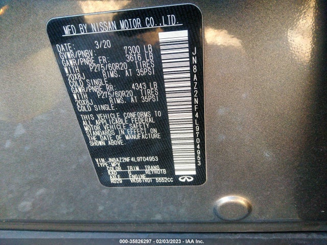 2020 Infiniti QX80, VIN: JN8AZ2NF4L9704953
