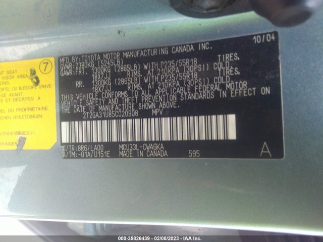 Lexus RX 330 2005 2T2GA31U85C020908 Image 10