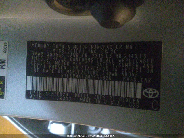 2021 Toyota Corolla, VIN: 5YFEPMAE2MP155826
