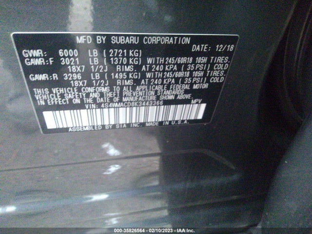 Subaru Ascent Premium 2019 4S4WMACD8K3443366 Image 11