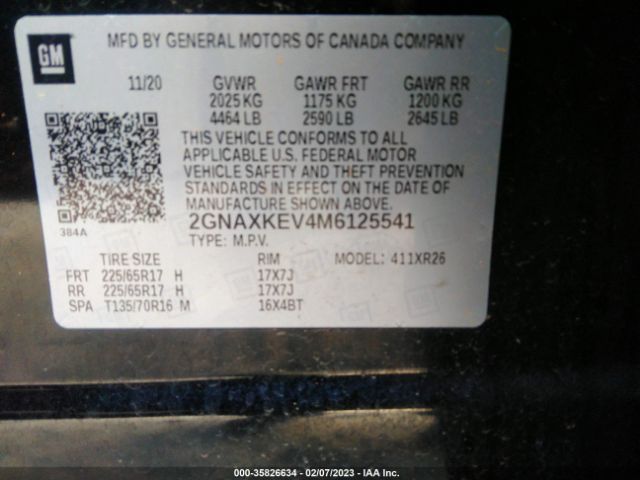 2GNAXKEV4M6125541 Chevrolet Equinox