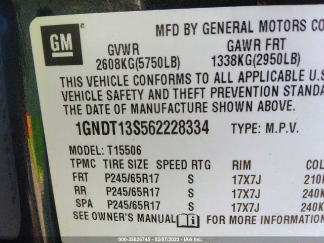 Chevrolet Trailblazer Lt 2006 1GNDT13S562228334 Image 10