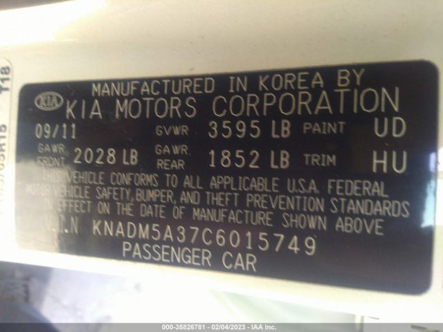 KNADM5A37C6015749 KIA RIO LX