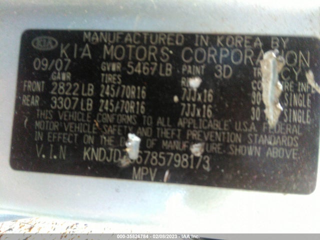 2008 KIA SORENTO EX VIN: KNDJD736785798173