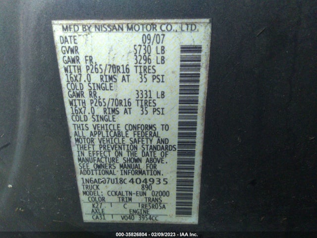 Nissan Frontier Se 2008 1N6AD07U18C404935 Image 11