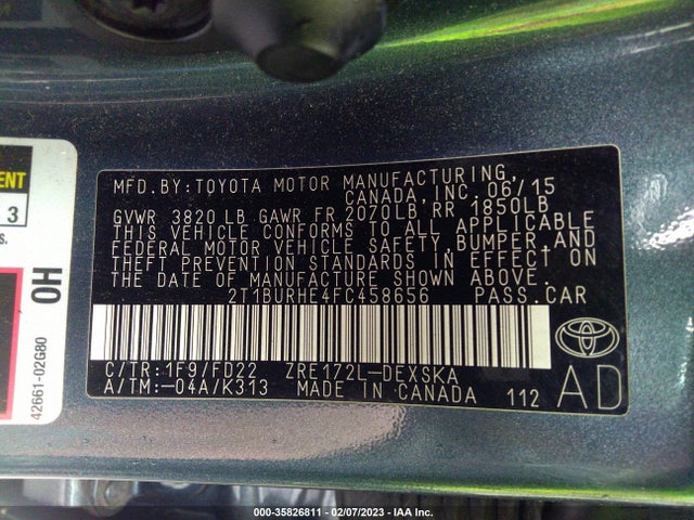 Toyota Corolla L/le/s/s Plus/le Plus 2015 2T1BURHE4FC458656 Image 10