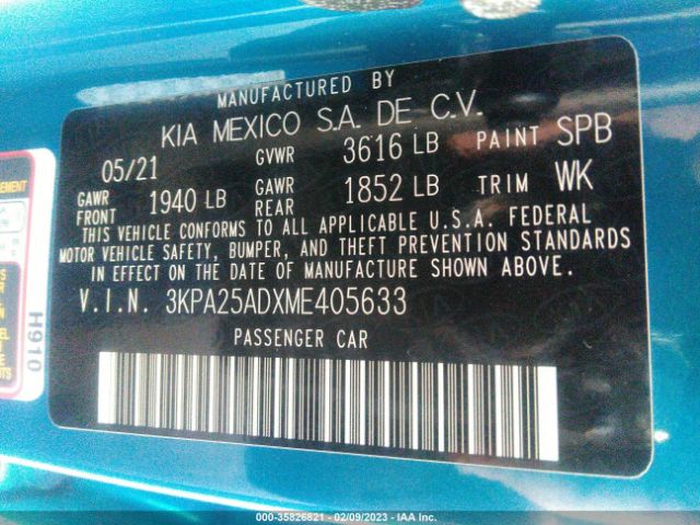 3KPA25ADXME405633 KIA Rio 5-door S