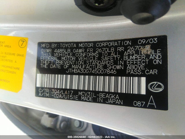 JTHBA30G745007846 Lexus ES 330