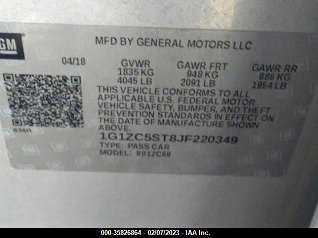 Chevrolet MALIBU LS 2018 1G1ZC5ST8JF220349 Image 10