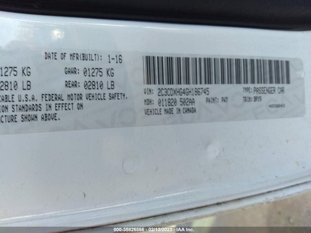 2016 Dodge Charger, VIN: 2C3CDXHG4GH186745