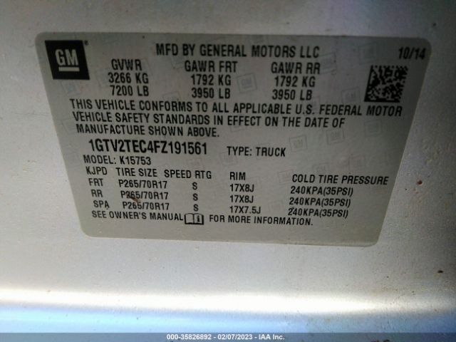 1GTV2TEC4FZ191561 GMC SIERRA 1500