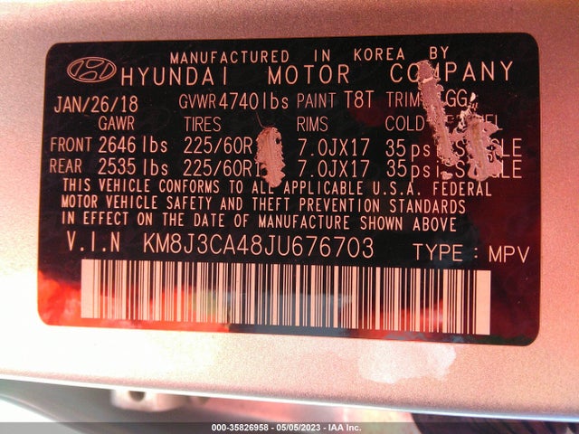 Hyundai TUCSON SEL 2018 KM8J3CA48JU676703 Image 10