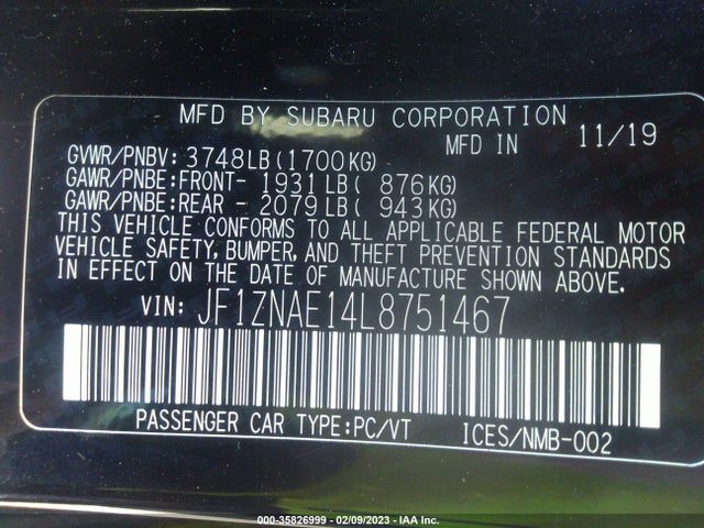 2020 Toyota 86, VIN: JF1ZNAE14L8751467