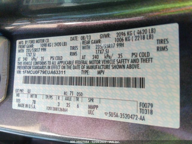 1FMCU0F79EUA63311 Ford ESCAPE S