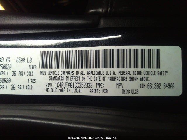 Jeep Grand Cherokee Laredo Altitude 2012 1C4RJFAG1CC352333 Image 9
