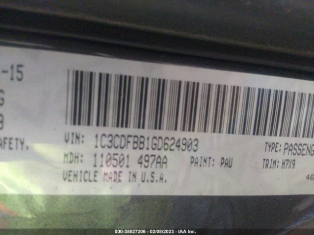 1C3CDFBB1GD624903 Dodge DART SXT