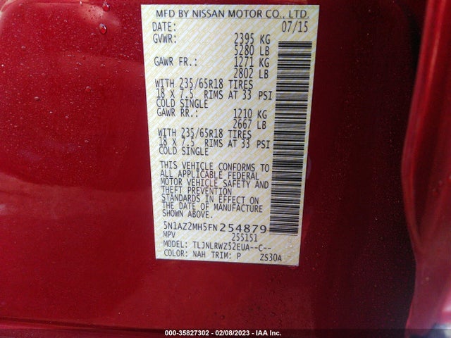 2015 Nissan Murano, VIN: 5N1AZ2MH5FN254879