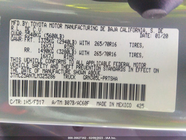 2020 Toyota Tacoma, VIN: 3TMCZ5AN7LM325286
