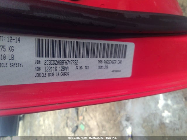 Dodge Challenger Sxt 2015 2C3CDZAG8FH747792 Image 9