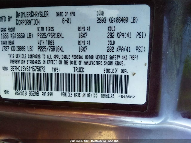 Dodge RAM 1500 2001 3B7HC13Y61M575672 Image 10