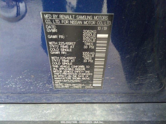 Nissan ROGUE SV 2020 KNMAT2MT1LP525012 Image 9