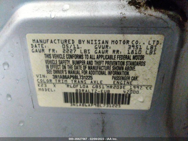 3N1AB6AP9BL731225 Nissan Sentra 2.0 S