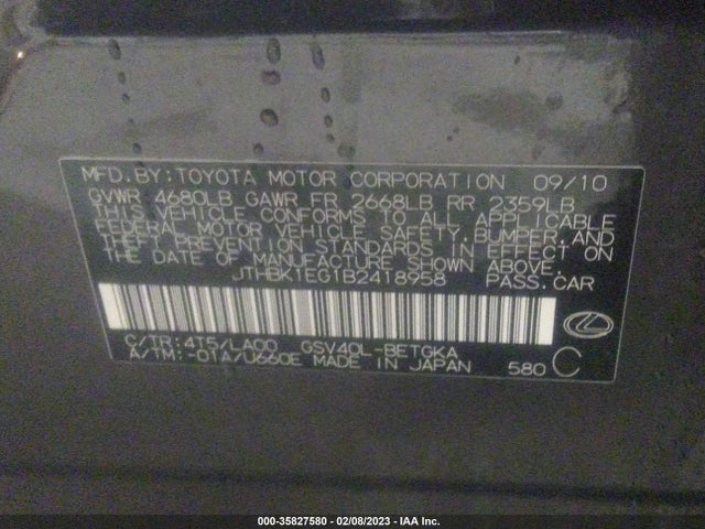 Lexus ES 350 2011 JTHBK1EG1B2418958 Image 10