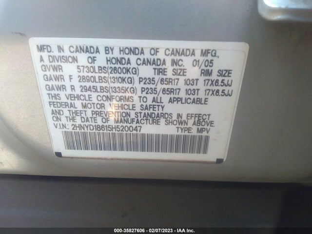 2HNYD18615H520047 Acura Mdx Touring