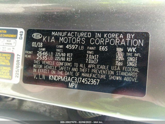 KNDPM3AC3J7452367 KIA Sportage Lx