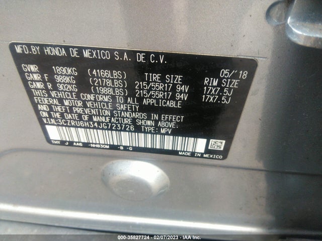 Honda HR-V LX 2018 3CZRU6H34JG723726 Image 9