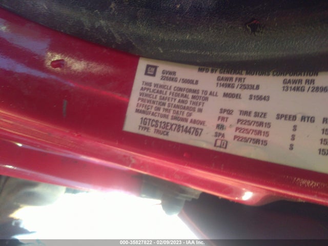 2007 GMC CANYON SLE1 VIN: 1GTCS13EX78144767
