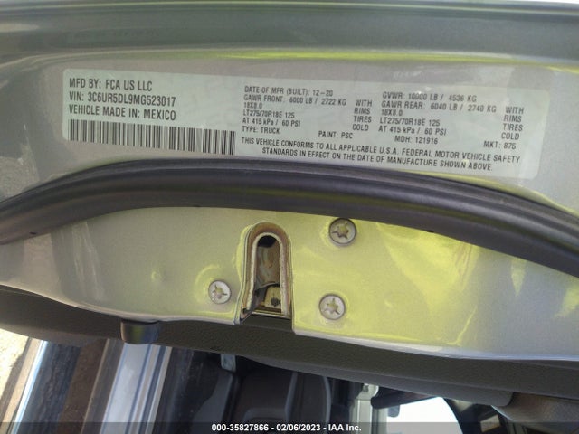 2021 Ram 2500, VIN: 3C6UR5DL9MG523017