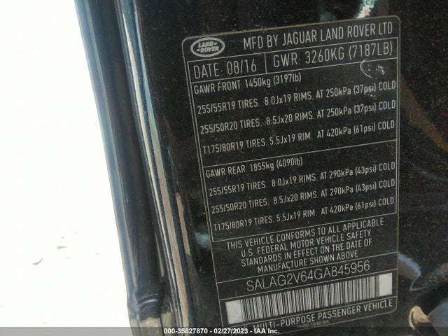 2016 Land Rover LR4, VIN: SALAG2V64GA845956