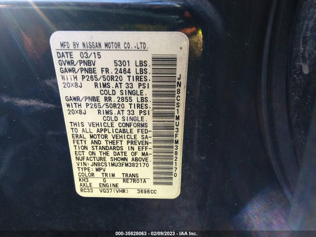 Infiniti QX70 2015 JN8CS1MU3FM382170 Image 9