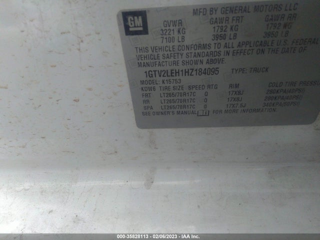 2017 GMC Sierra 1500, VIN: 1GTV2LEH1HZ184095