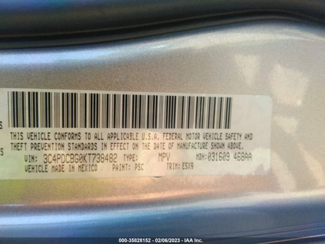 Dodge JOURNEY SE 2019 3C4PDCBG0KT738482 Image 9