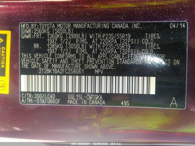 2T2BK1BA2FC258061 Lexus RX 350
