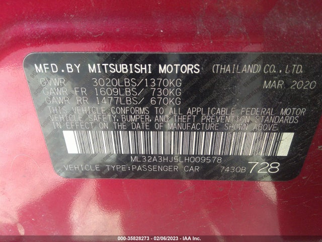 Mitsubishi Mirage Es/se 2020 ML32A3HJ5LH009578 Image 10