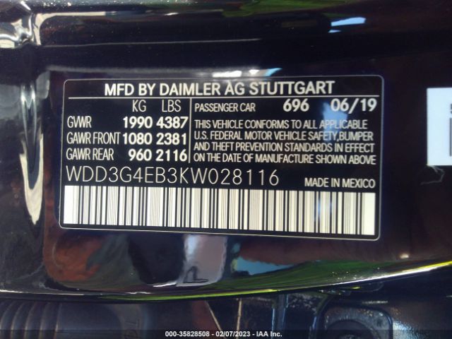 WDD3G4EB3KW028116 Mercedes-Benz A-class A 220