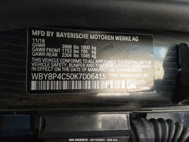 2019 BMW i3, VIN: WBY8P4C50K7D06415